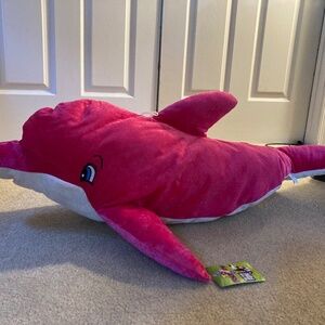 34 inch Toy Factory jumbo pink dolphin NWT plush